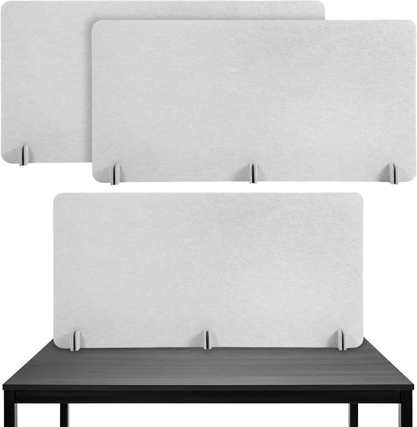 2 Pack Acoustic Desk Divider Partition 23.6 x 47.2 Stand up Freestanding Privacy Panel Noise Visual Distractions Reducing Table Divider for Student Reception Area Office(Beige)
