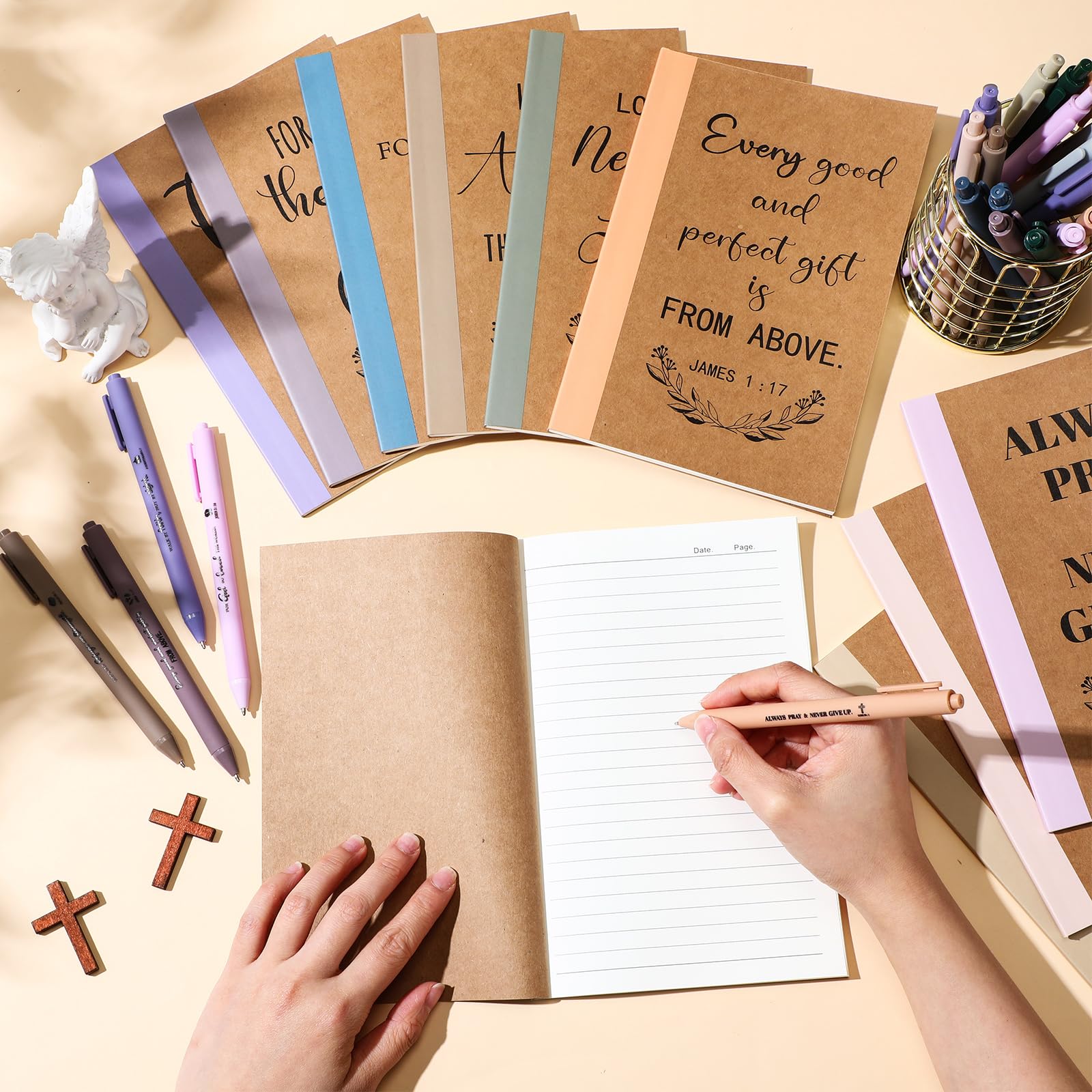 Resurhang 30 Sets christliches Oster-Notizbuch und Stift, Geschenk-Set, Großpackung A5, Komposition, Tagebuch, Bibelvers, Stift, religiös, liniert, Notizblock für Lehrer, Kirche, Krankenschwester