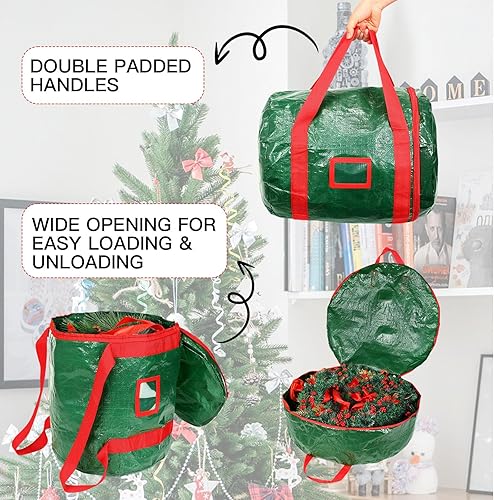 Miniatura 5 de Abbylike Paquete de 3 bolsas verticales de almacenamiento para corona de árbol de Navidad para árbol de Navidad artificial de 7.5 pies, 30 pulgadas,
