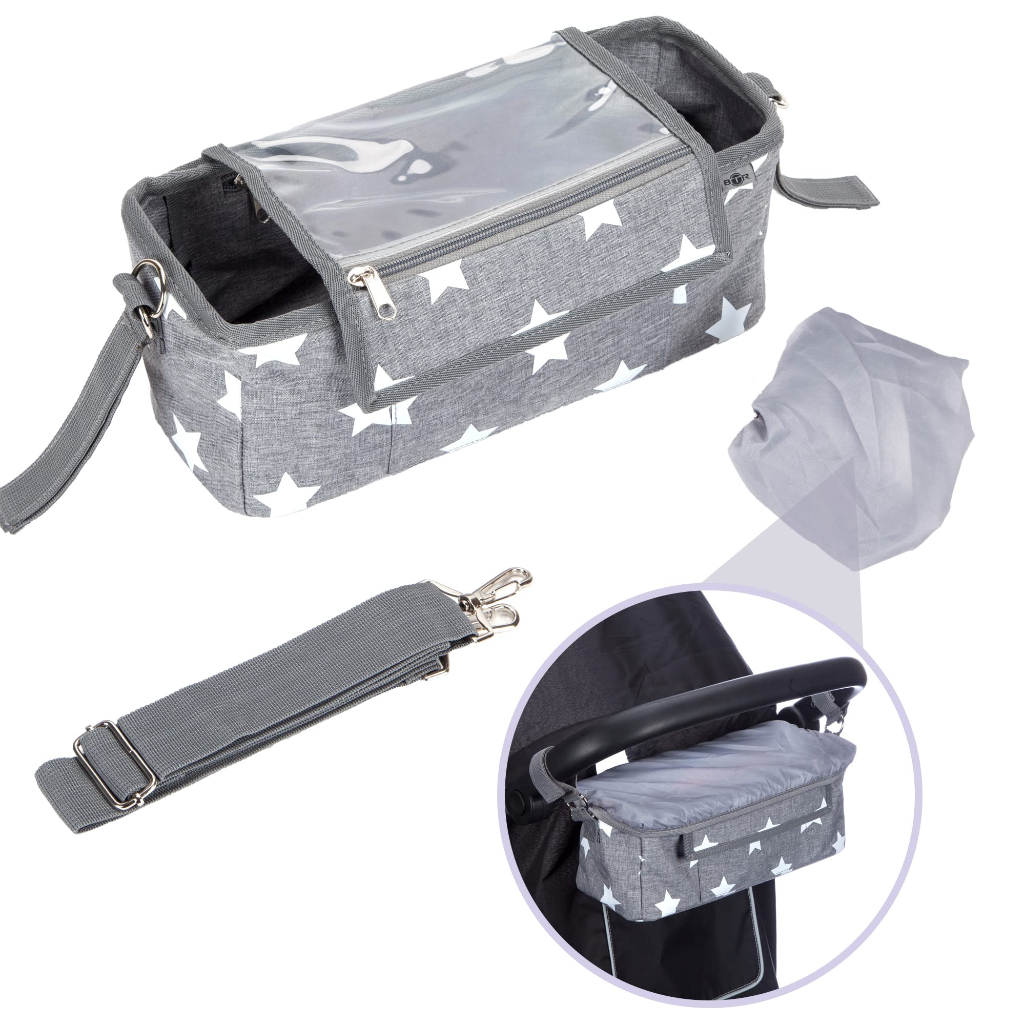 BTR Borsa per passeggino o carrozzina - Grigio - Resistente all'acqua