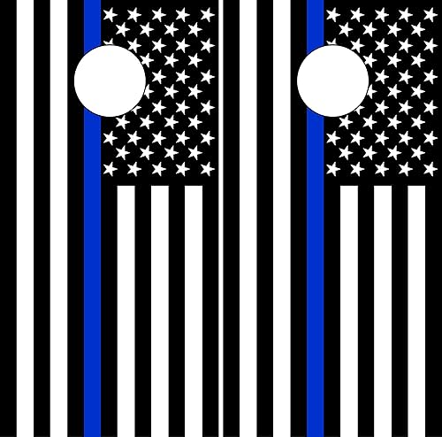 C203 - Juego de calcomanías de vinilo con bandera de policía estadounidense, juego de calcomanías de vinilo para juegos de bolsas de frijol