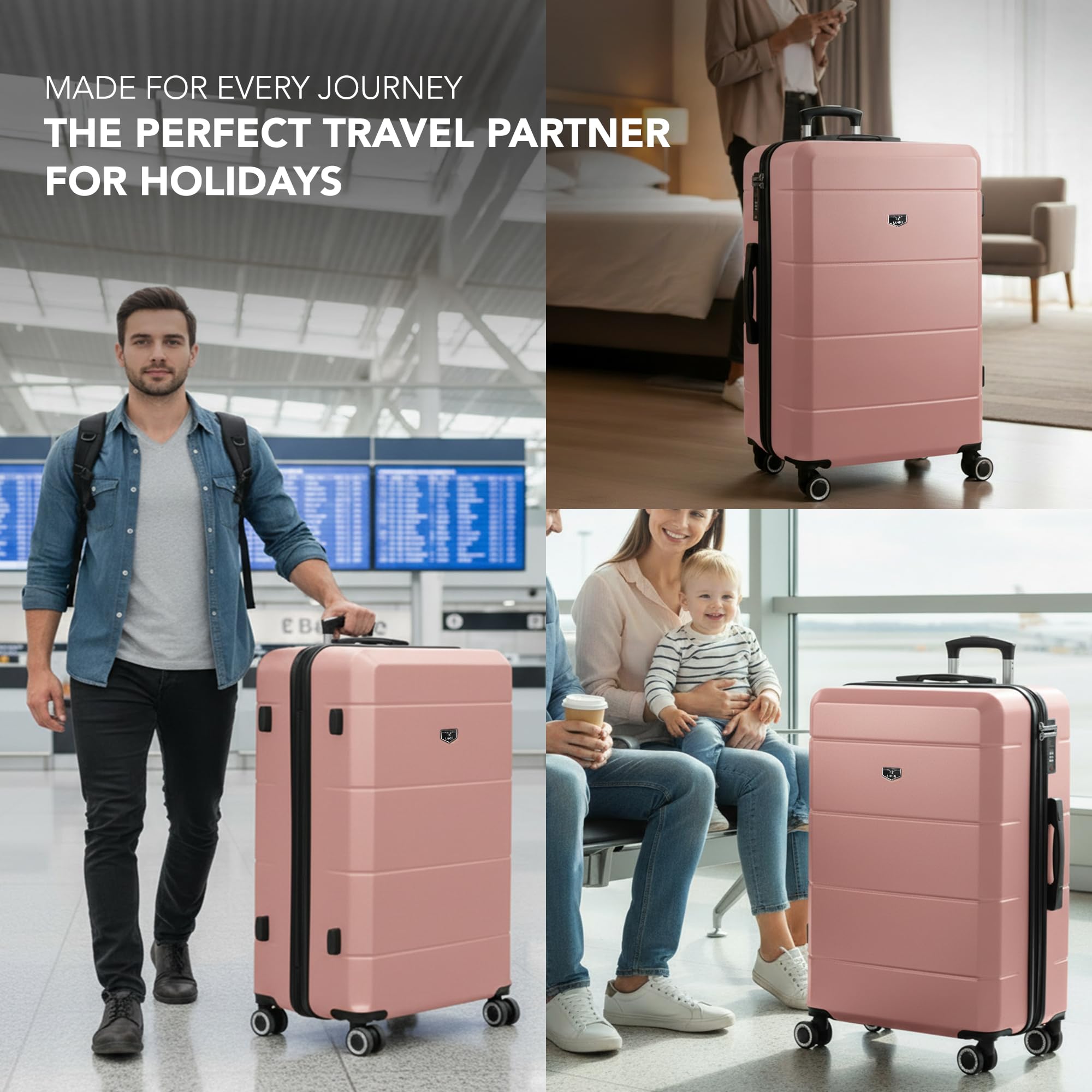 LUGG - Jetset 40cm Suitcase - 40x30x20cm- Ryanair Compatible - Underseat Size - Hard Shell ABS - Spinner & Removable Wheels - Lightweight Travel Luggage- Cream/Brown — view 119