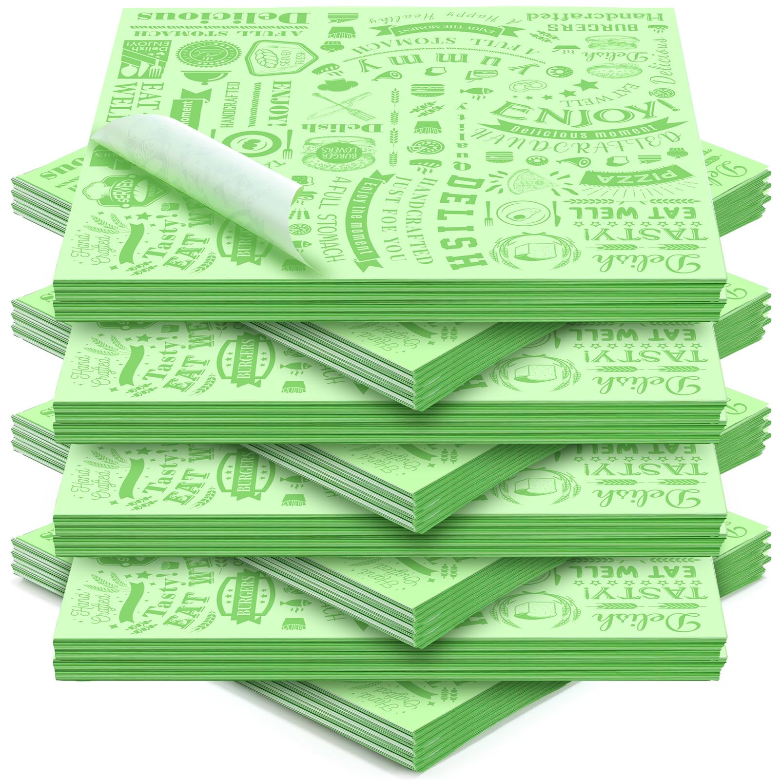 Outus 600 Pcs 12 x 12 Inch Deli Wax Paper Sheets Grease Resistant Tray Basket Liners Newsprint Paper Water and Grease Proof Sandwich Wrapping Square