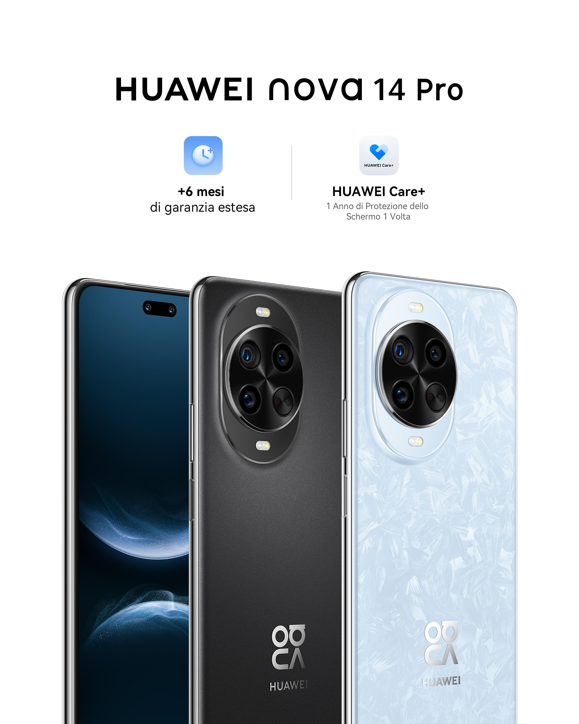 HUAWEI Nova 14 Pro Blu, Fotocamera Ultra Chroma,Doppia Ultra Selfie Camera da 50 MP, AI Gesture Control, Ricarica SuperCharge da 100 W, Spettacolare Display Quad-curvo da 6.78"