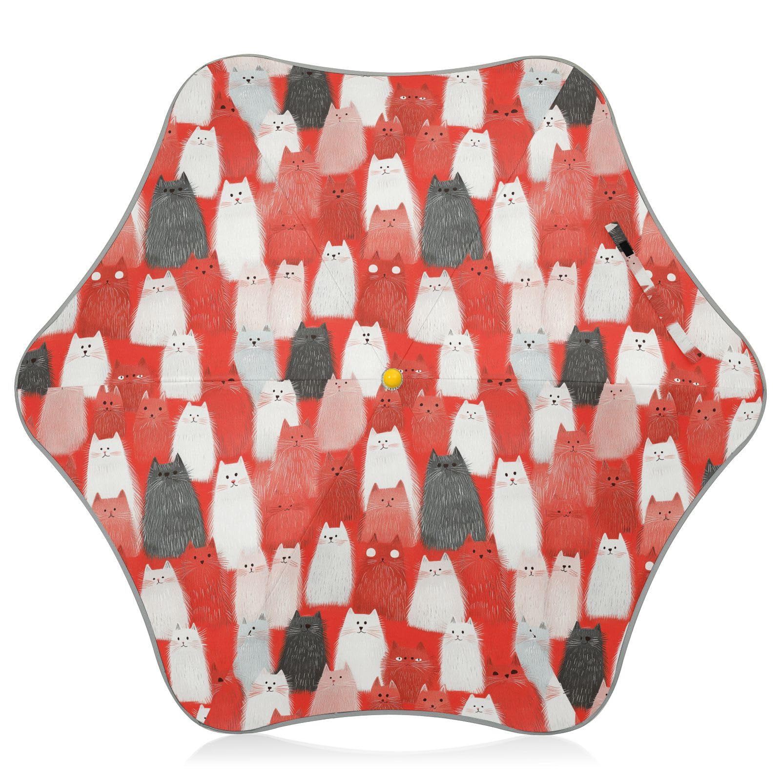 linqin Zabawne koty, czerwone parasole dziecięce, ochrona przed promieniowaniem UV, parasol z odblaskowym paskiem, mały parasol do plecaka z łatwym do trzymania uchwytem haczykowym dla chłopców i