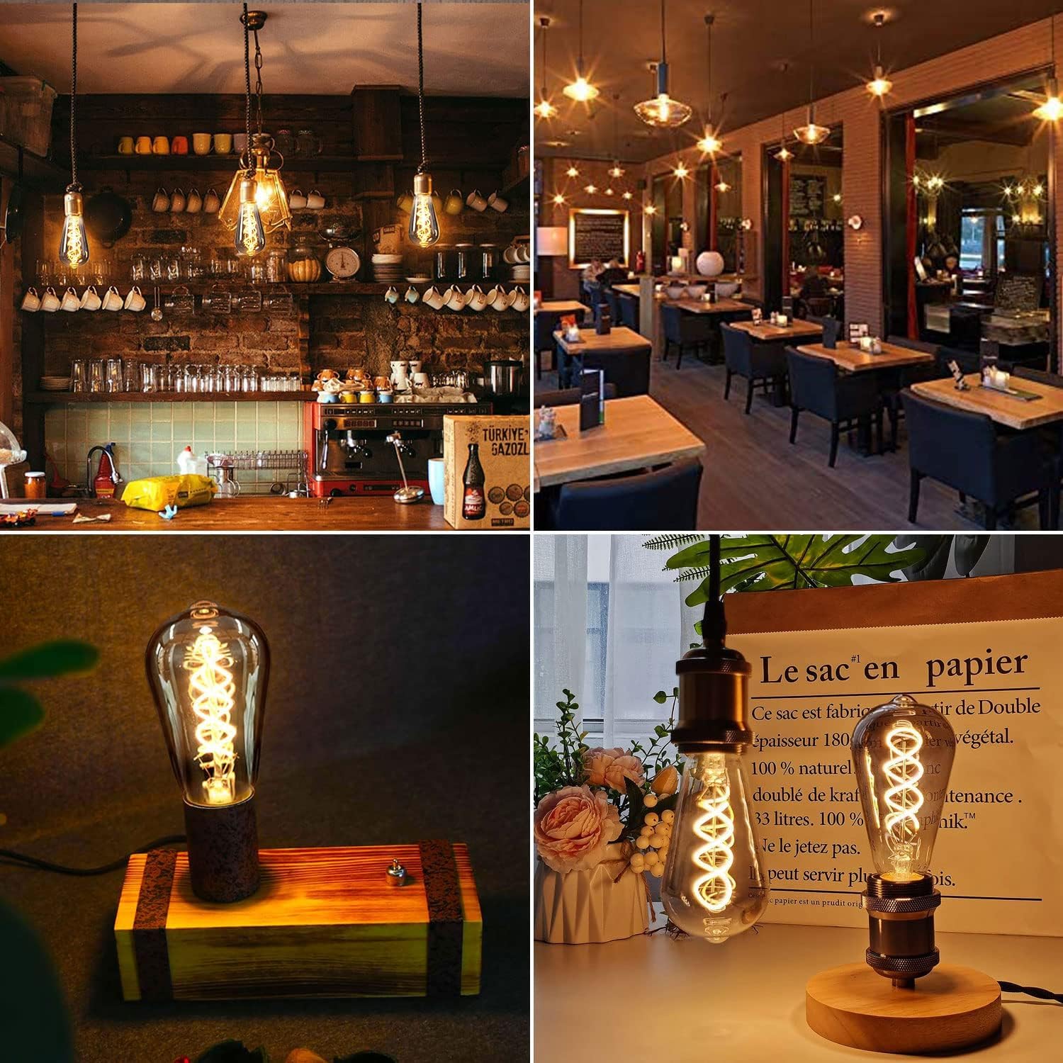 Lampadina Vintage E27, Lampadine e27 luce calda dimmerabile ST64 6W E27 Lampadina LED Edison Vintage ideale per l'illuminazione nostalgica e retrò nel bar di casa, vetro grigio - 6 pezzi(3PBT2)