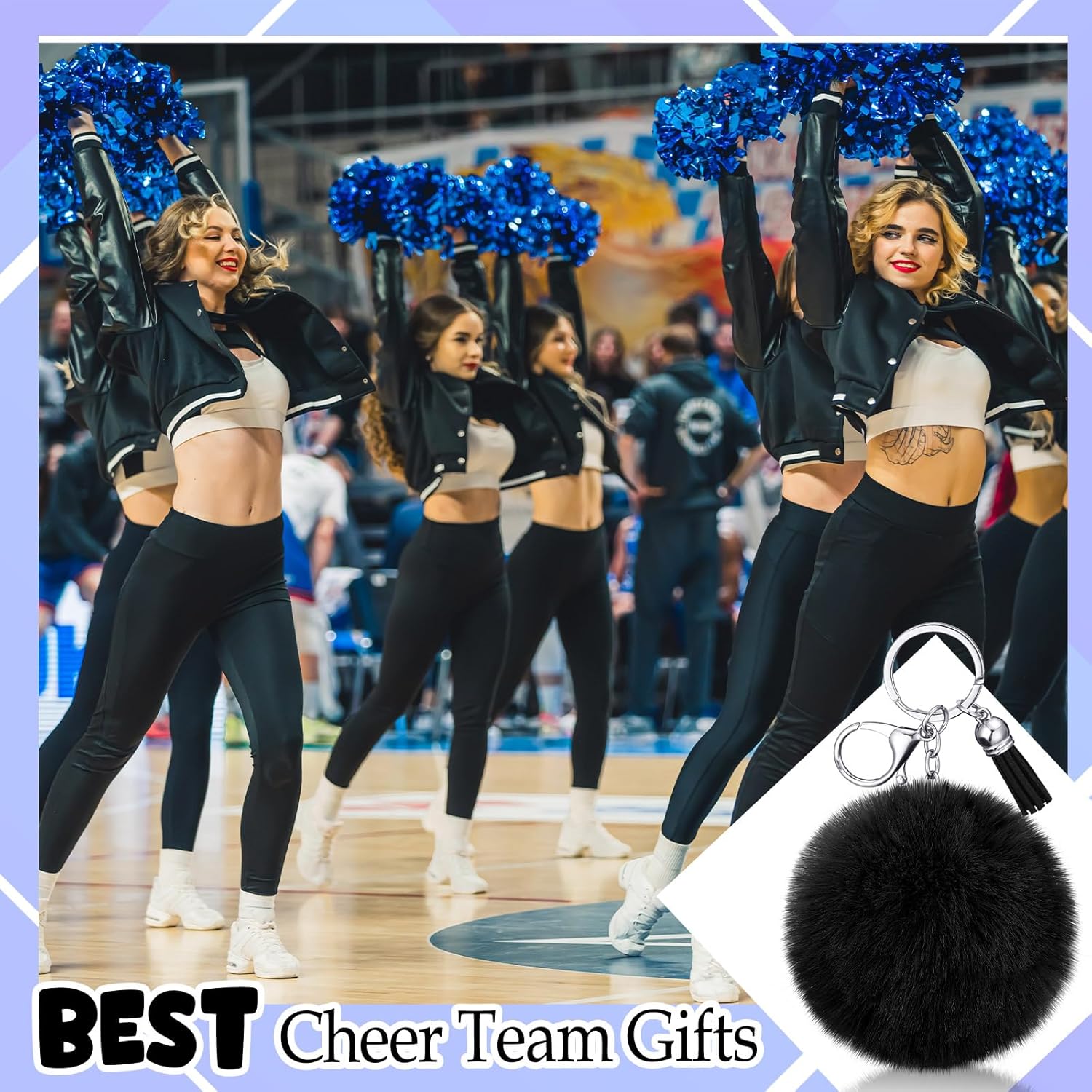 Nosiny 20 Pcs Cheer Faux Pom Pom Keychains Cheer Team Keychains Gifts Bulk Cheerleading Keyring Charm with Tassel for Cheer Team Sport Accessory - Image 5