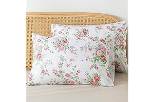 100% Premium Cotton Floral Shabby Chic Decorative Pillowcases (Queen)