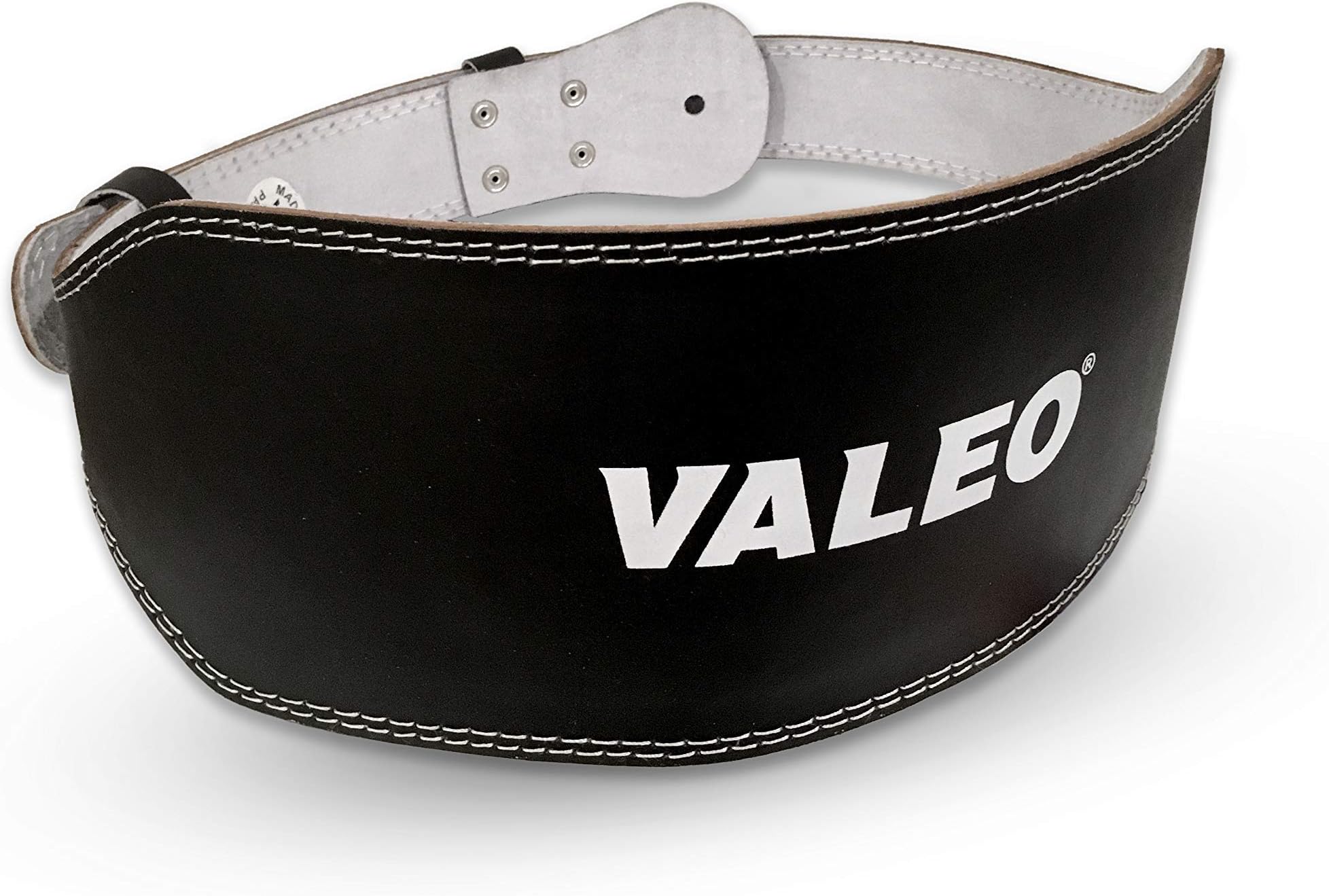 Valeo VRL6 6" Padded Leather Contoured Weightlifting Lifting Belt with Suede Lining