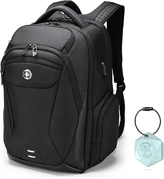 Swissdigital Design Mens Laptop Backpack with Apple Find My, Business Travel Backpack with USB Charging Port and RFID Protection Fits Laptops up to 15.6 Inch | SD1695BT013-01