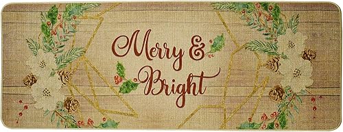 E-view Tapete de Navidad decorativo para interiores y exteriores, de goma, para puerta delantera, felpudos de bienvenida de invierno para porche,