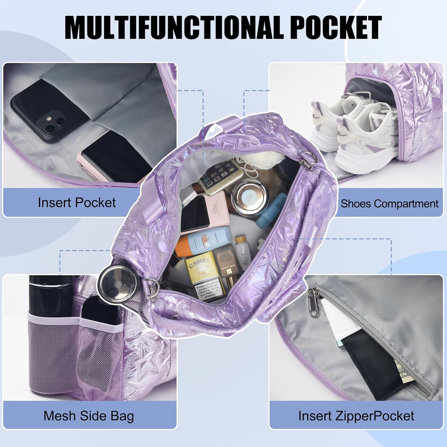 Forestfish Dance Bag For Girls, Small Gym Bag With Shoes Compartment Weekender Overnight Bag For Travel Lightweight Waterproof - Image 5