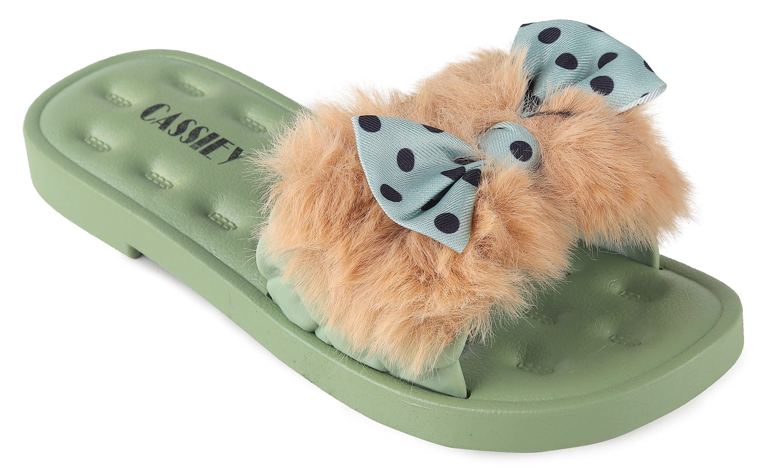 CASSIEY Womens Fashionable Upper Fur Printed Design Slip-on Slipper Women and Girls- Green (B0C2VSKJST) Amazon Price History, Amazon Price Tracker