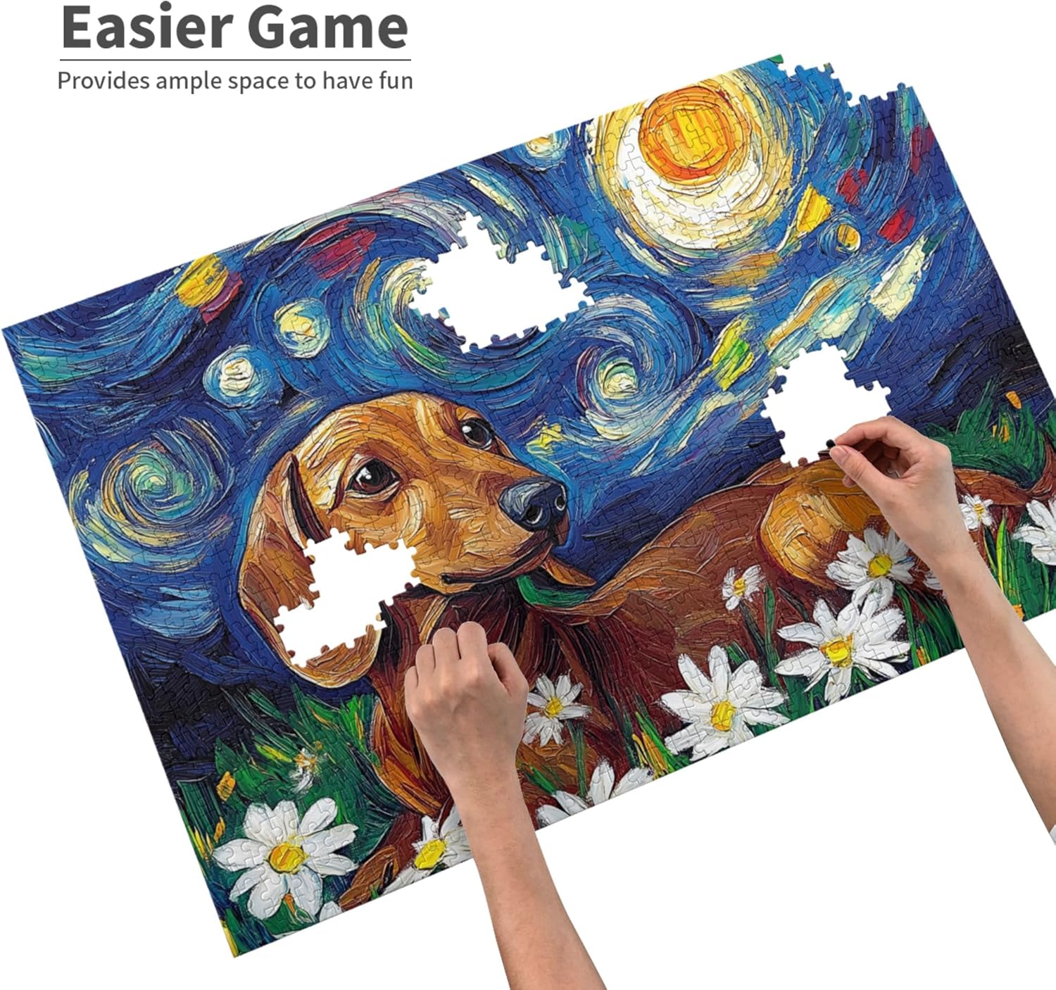 Puzzle 1000 Pieces, Dachshunds Under The Bright Stars, Colorful Wooden Puzzles, Suitable for Puzzle Lovers to Relax and Display, Relieve Stress, The First Choice
