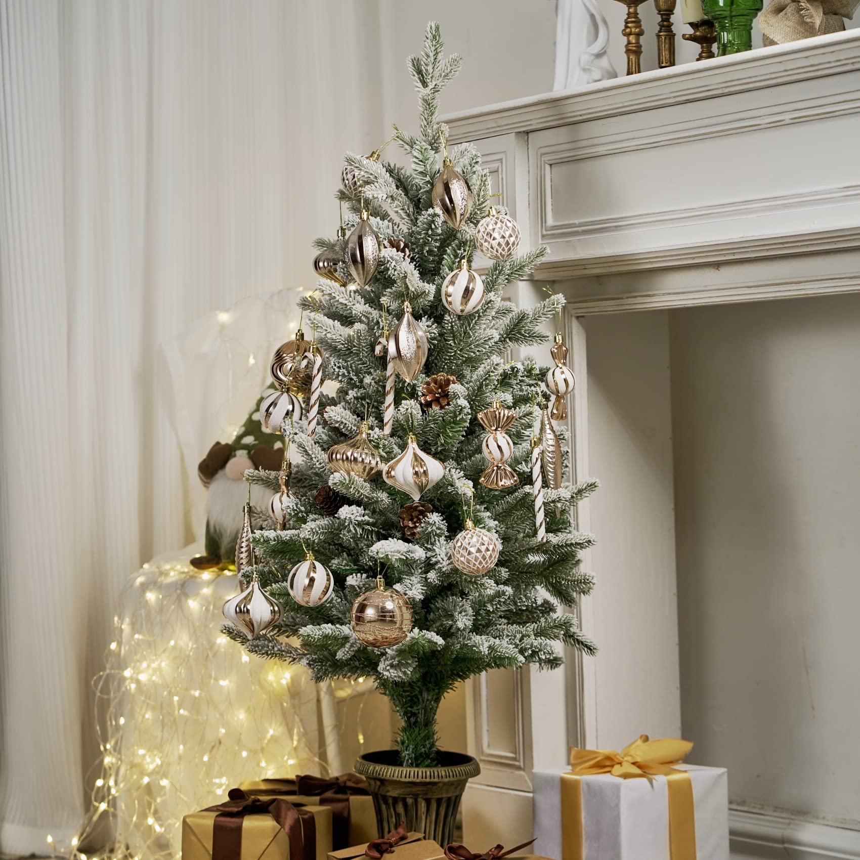 Juego De 32 Adornos Navideños De Plástico Transparente Irrompible - Para árbol, Hogar Y Fiestas