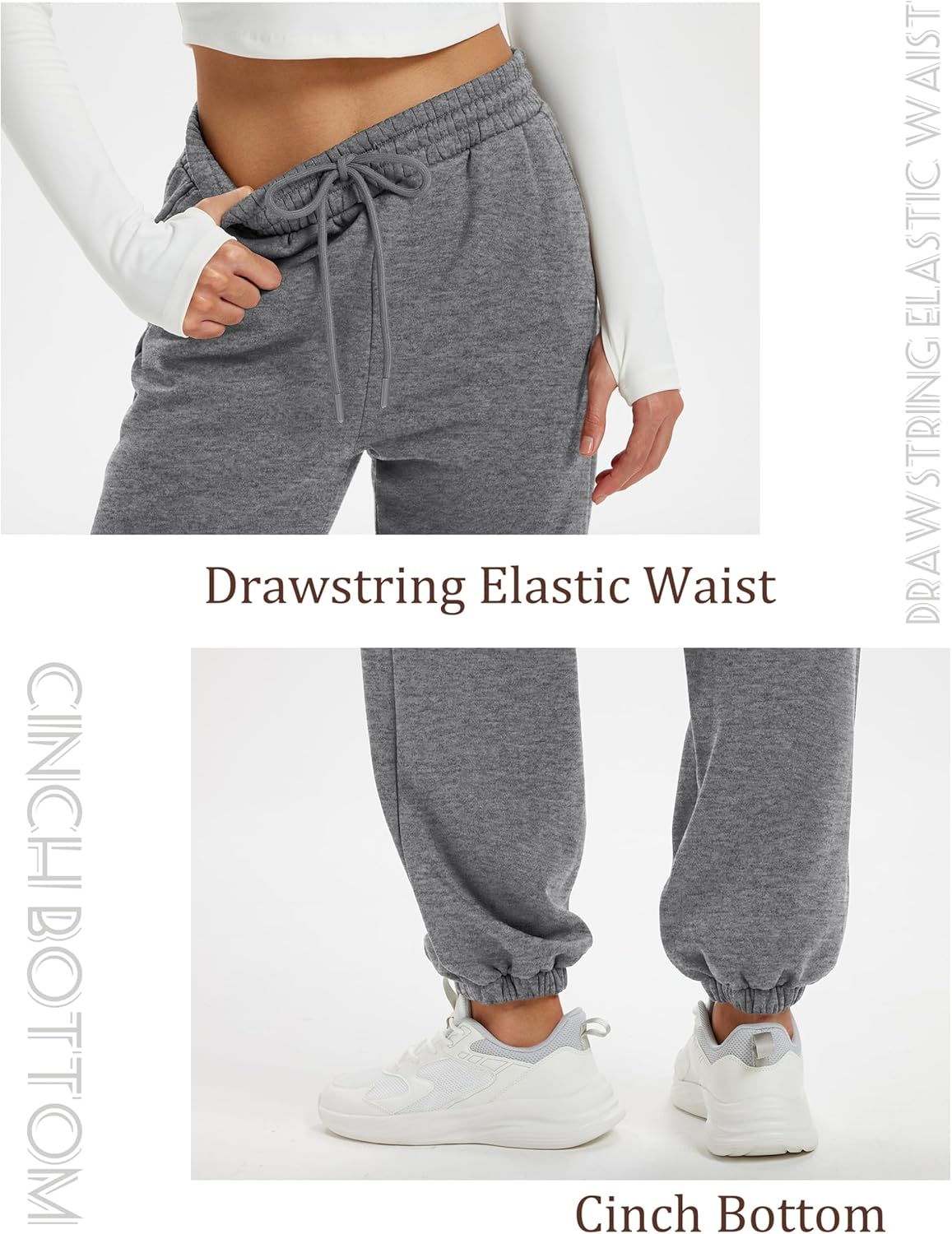 MAGCOMSEN Women's Fleece Lined Joggers Winter Baggy Sweatpants with Pockets Thermal High Waisted Casual Athletic Pants - Image 6