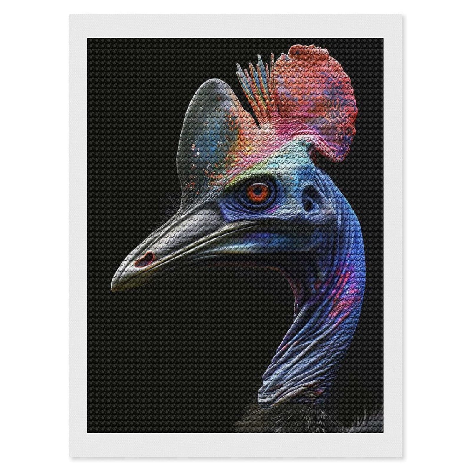 Junmoney Cassowary Diamond Art Kit 12"x16", Neat Printed Canvas, Finish and Display, Relaxing DIY Hobby, Living Room Decor