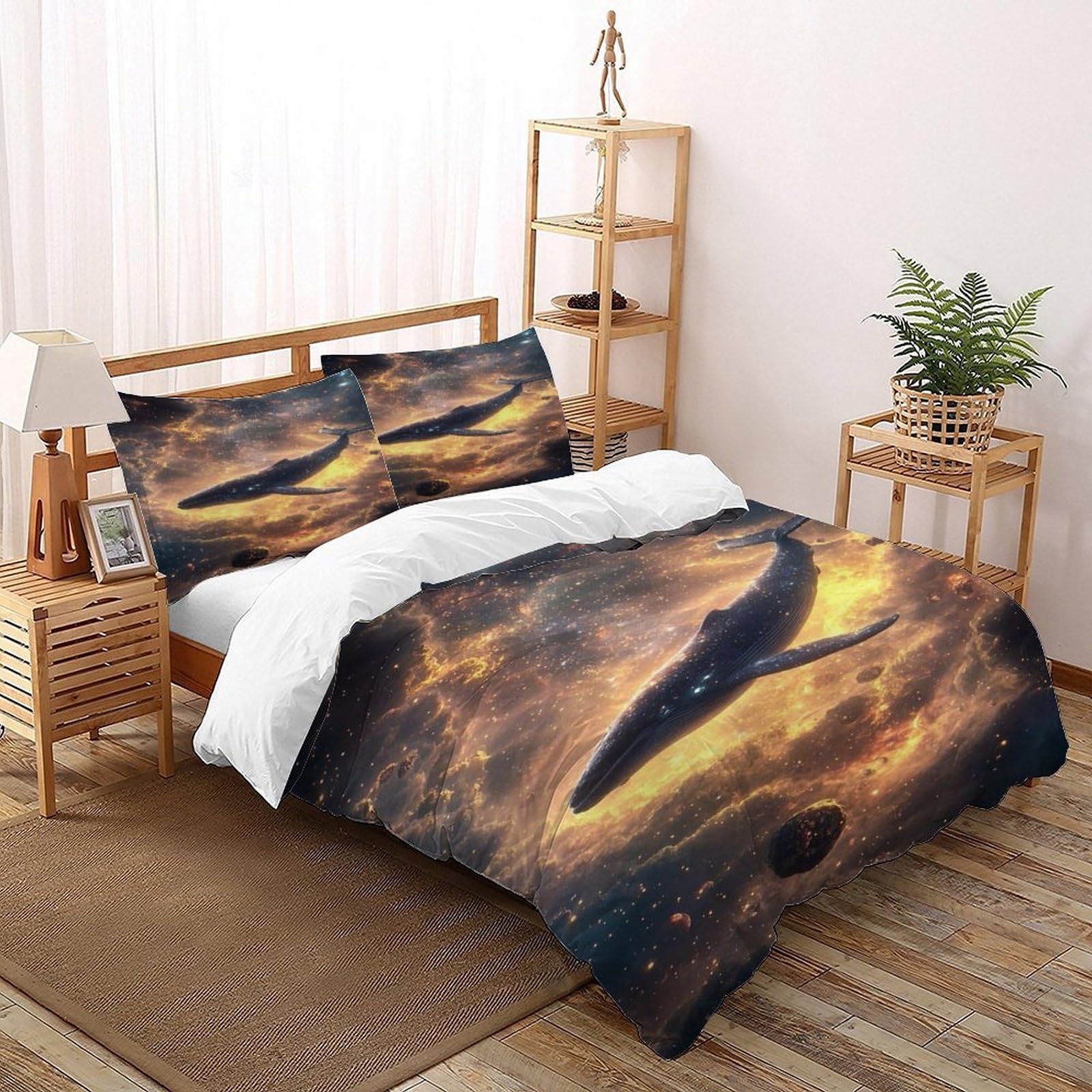 Parure de lit whale nébuleuse 3 pièces au fini satiné très doux