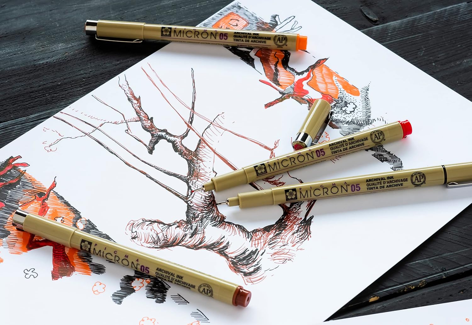 Sakura Pigma Micron pens 05 line Drawing 8 Color Set, Archival ink fineliner manga pen, Bible journaling Study kit