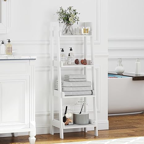 Amazon.com: UTEX 4-Tier Ladder Shelf, Bathroom Shelf Freestanding, 4 ...