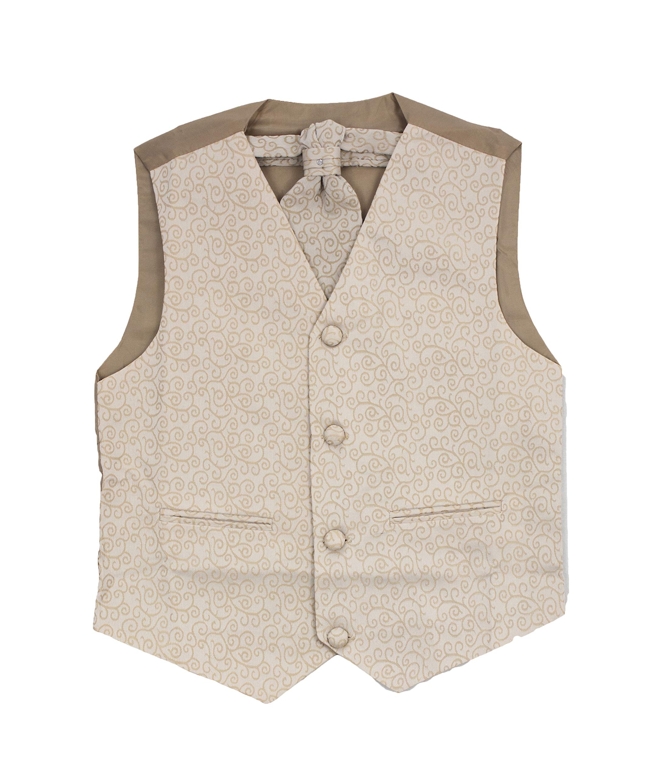 Vivaki Boys Champagne 'S 3-Piece Swirl Waistcoat Set In Wedding Formal Party (3-4Years)