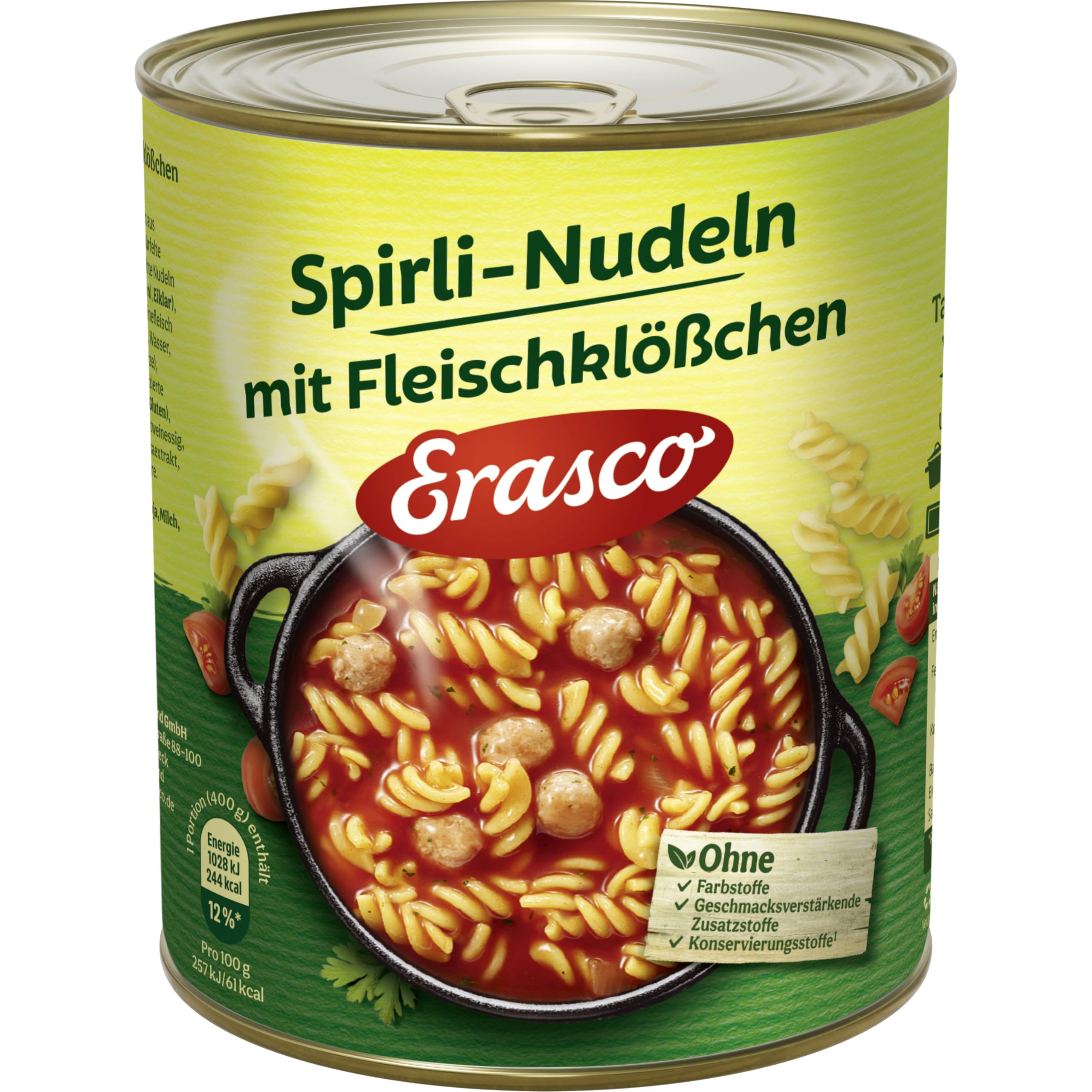 Erasco Spirli-Nudeln mit Fleischklößchen (1 x 800 g Dose)