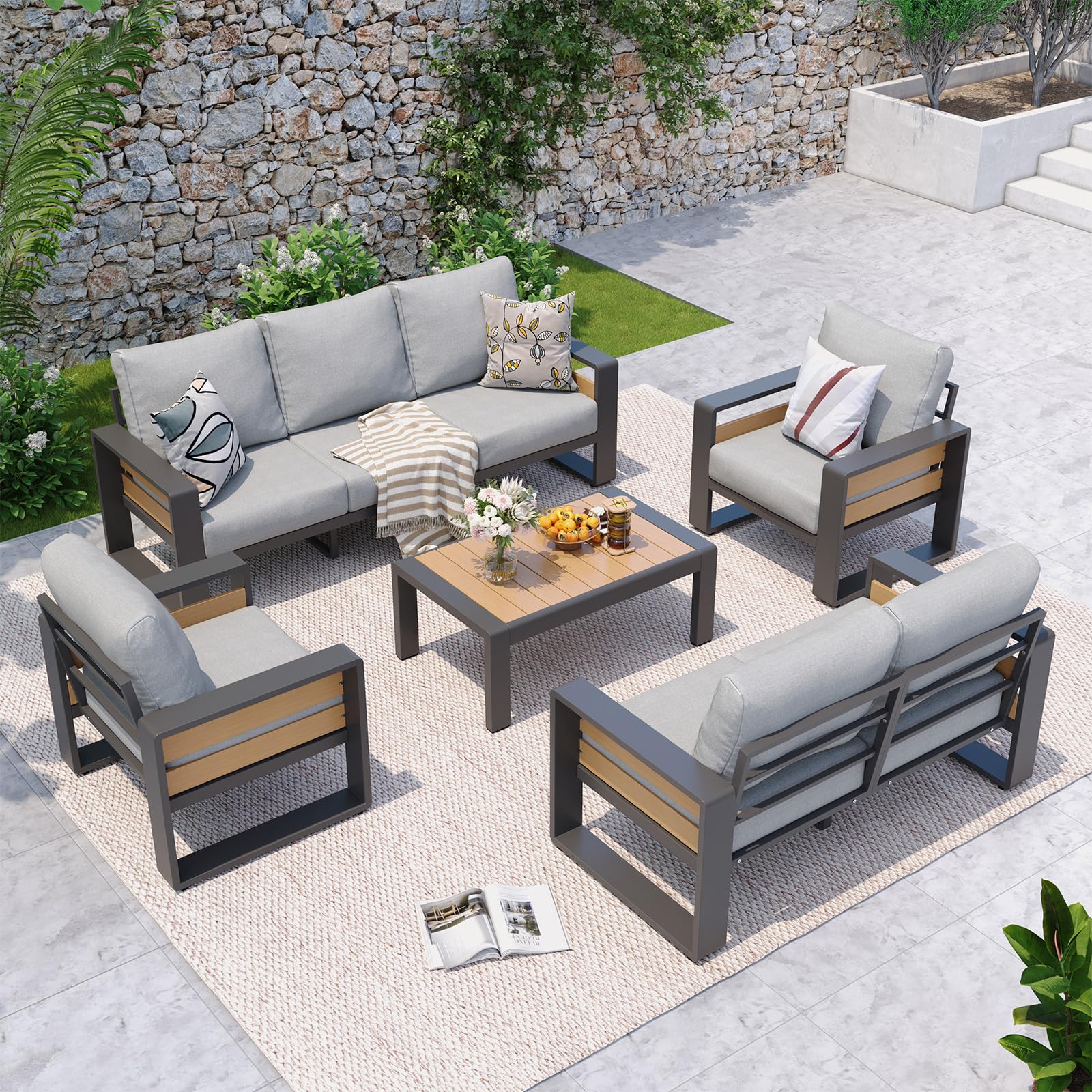 Amazon.com: Aoxun Aluminum Patio Furniture Set, 7 Seats Luxury