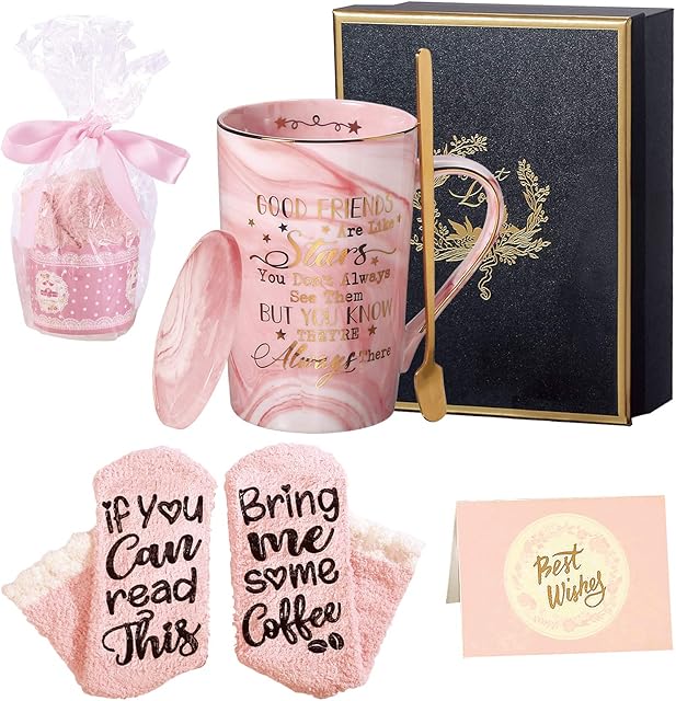 Friend Gifts for Women Birthday Gifts for Women Funny Valentines Day Gifts for Friends Female - Friendship Gifts for Women Birthday Gifts for Soul Sister BFF Besties Socks Cupcake 14oz Coffee Mug