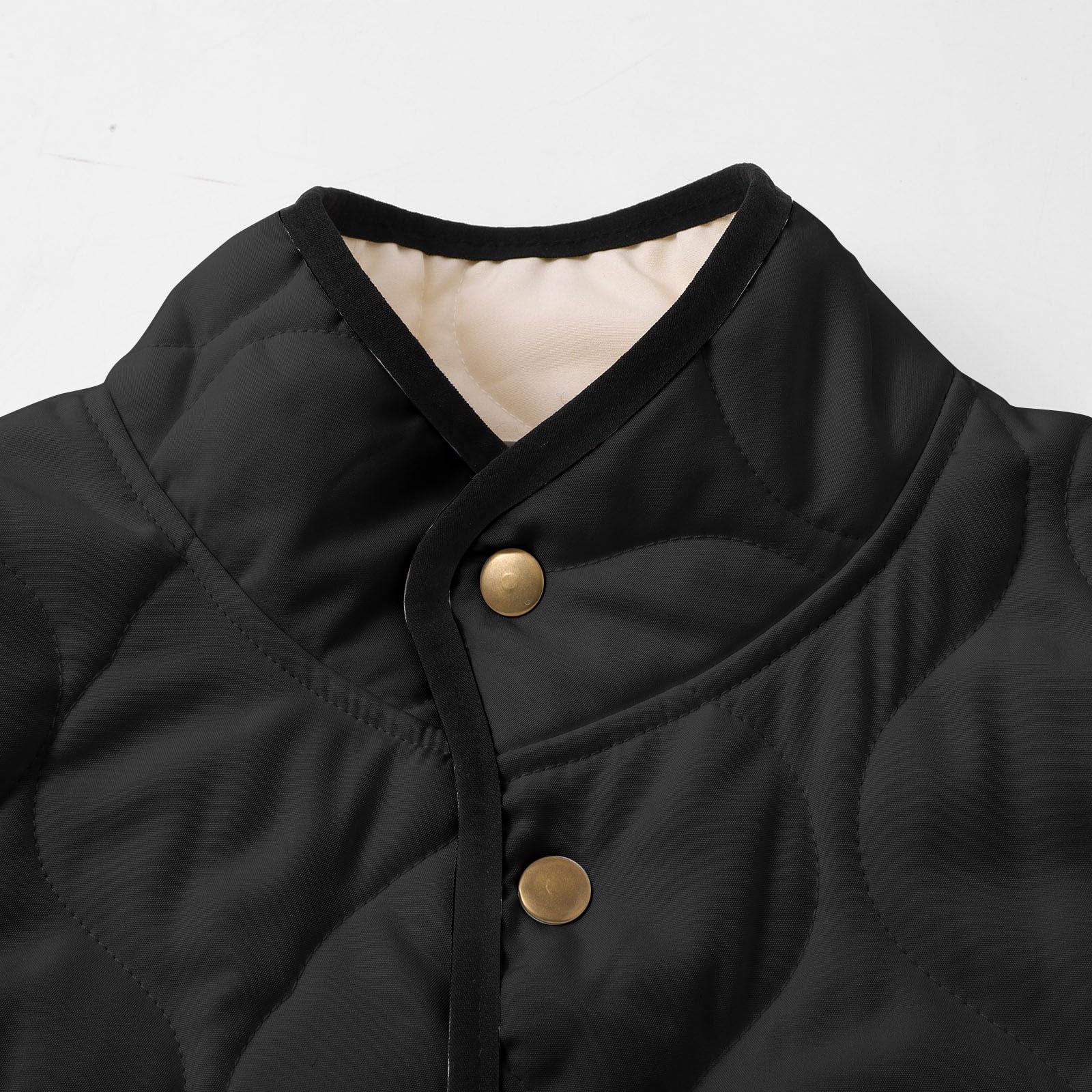 Veste matelassée légère pour femme - Grandes tailles - Veste demi-saison avec fermeture éclair - Veste d'hiver chaude - Doudoune surdimensionnée - Col montant - Veste polaire - Couleur unie - Veste de