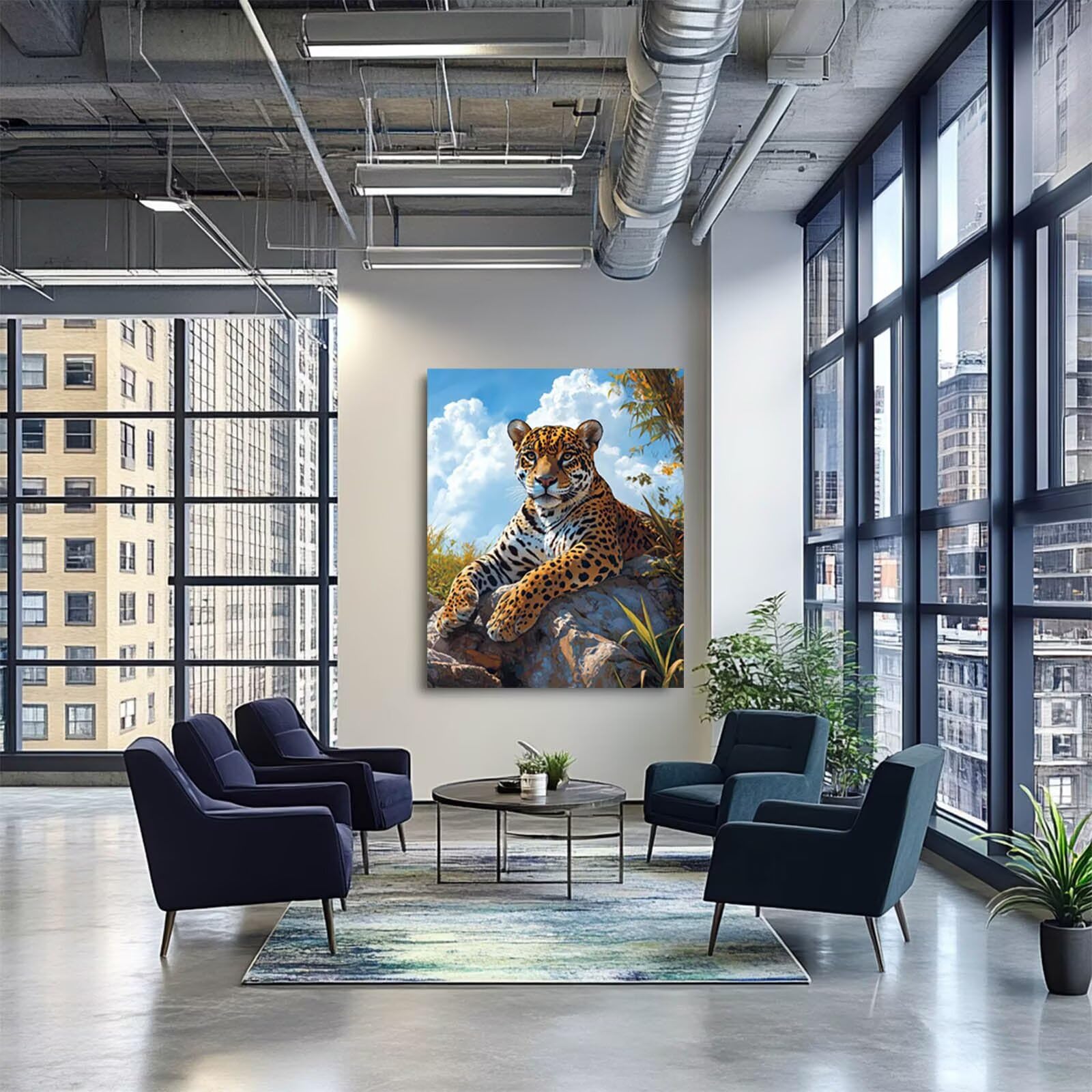 Lampart Malowanie po numerach, dla dorosłych, malowanie zwierząt po numerach, dla dorosłych, materiały plastyczne z kolorowym płótnem do malowania 137 x 100 cm, 36 kolorów farby akrylowej i pędzla