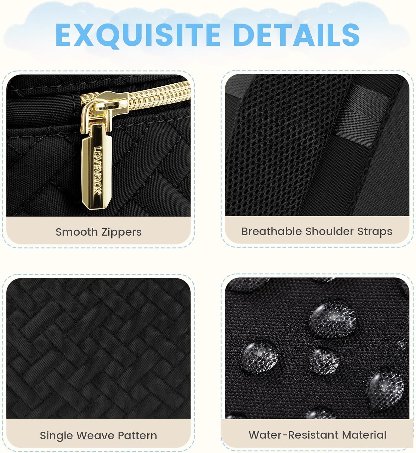 LOVEVOOK Diaper Bag Backpack, Large Capacity Portable Baby Bag with Foldable Diaper Changing Pad, Waterproof Baby Diaper Bags Gift for Mon Dad, Ivory Ebony - Image 5