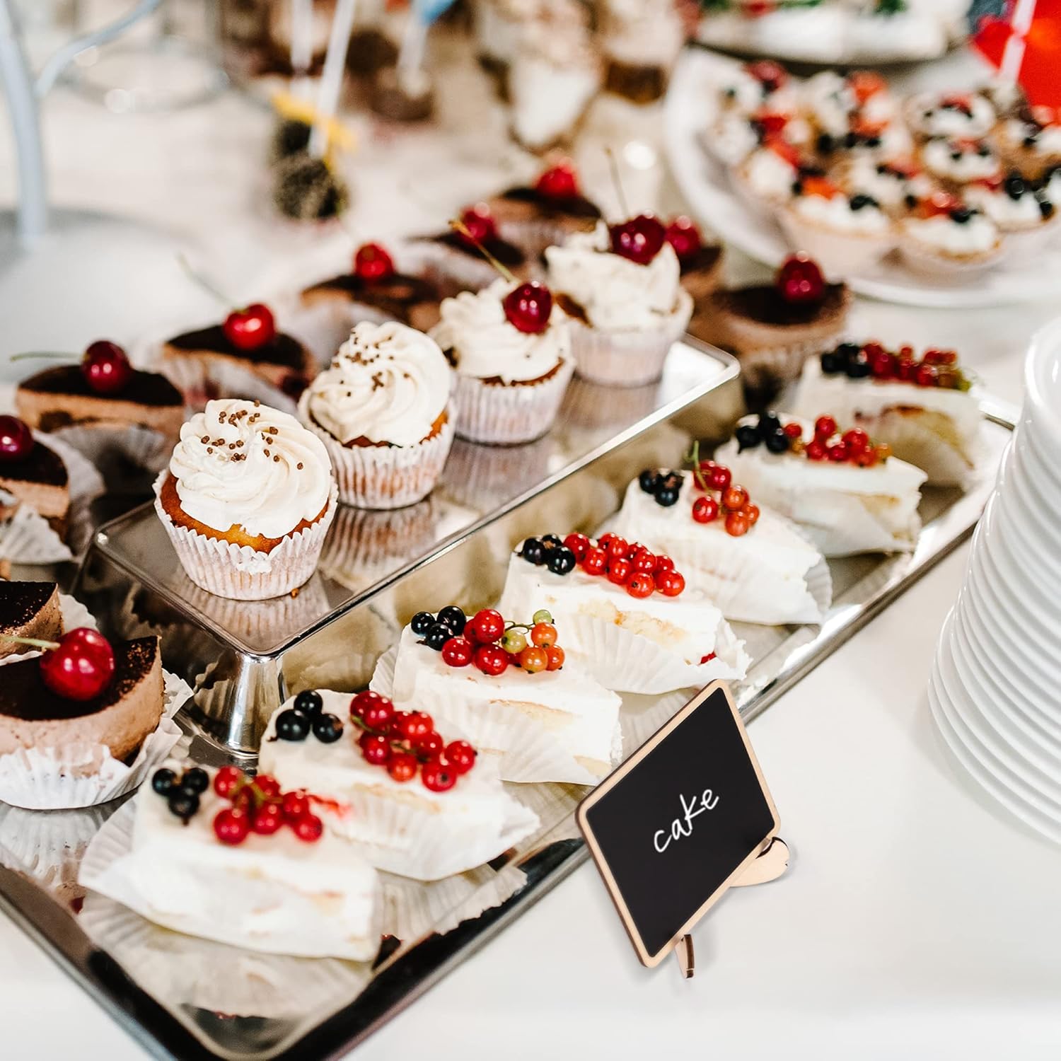  Basics Wood Mini Chalkboards Signs with Support Easels, 20 Pack : Office Products