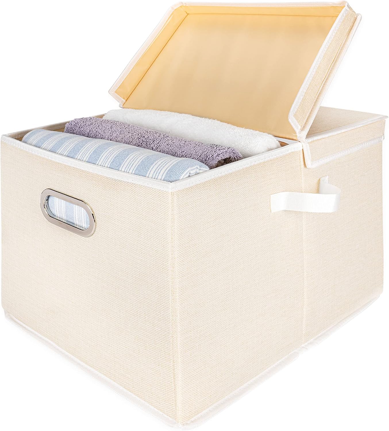 Amazon.com: Sturdy Linen Folding Storage Box Cube With Handles ...