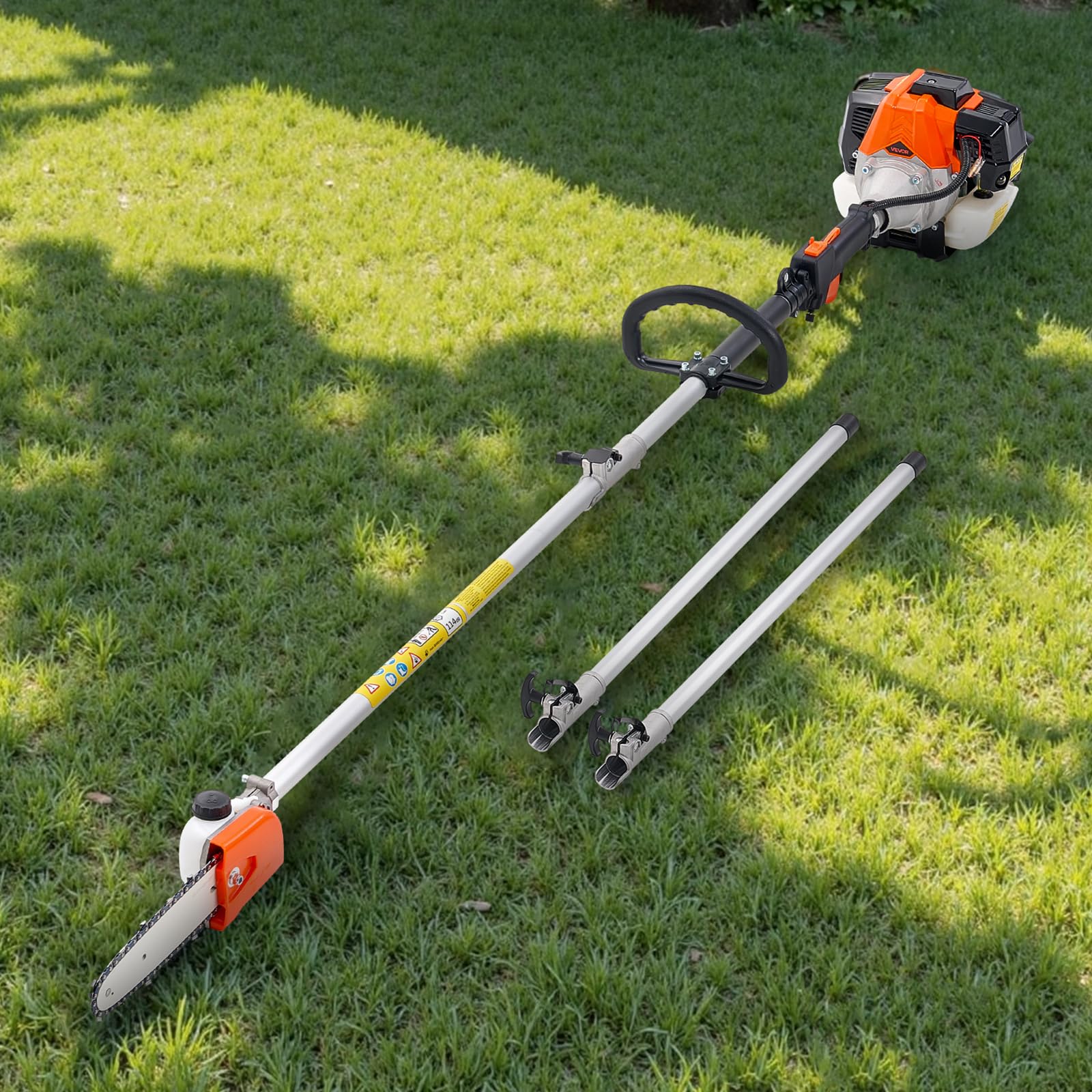 VEVOR Élagueuse Thermique sur Perche à 2 Temps, 33 cc, Élagueuse sans Fil à Essence, avec Perche Extensible 2,04-3,54 m, Guide-chaîne 20,3 cm, Réservoir de Carburant 850 ml, pour Élagage des Arbres