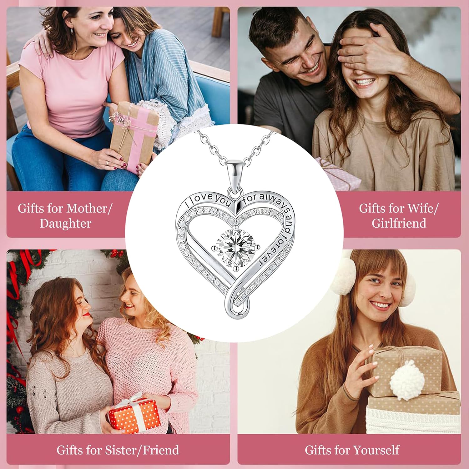 To My Wife 925 Silver Necklace From Husband, Necklace for Lover with Led Gfit Box For Romantic, Christmas Gifts, Valentines Day Gifts