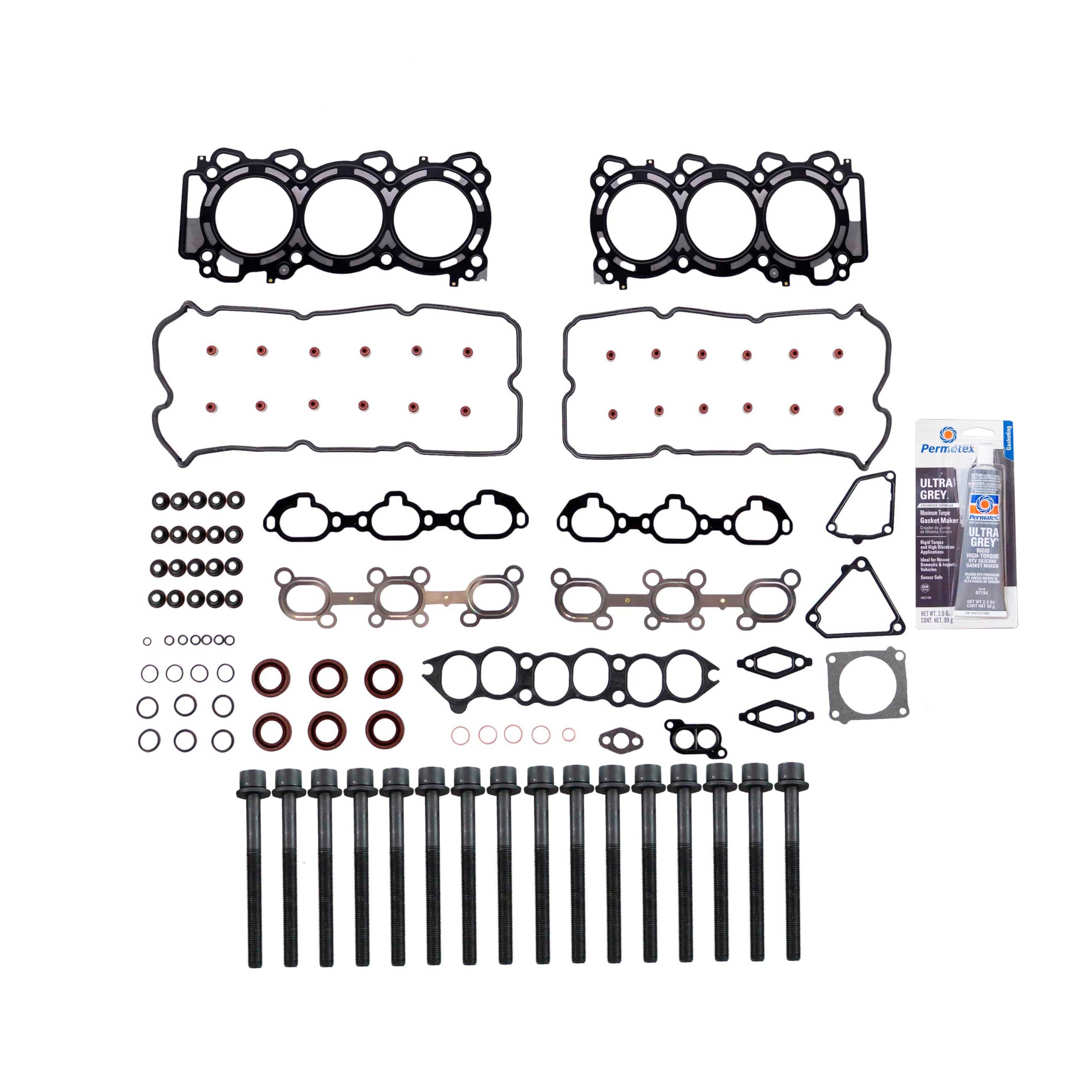 CPWK464 Head Gasket Set Bolt Kit Fits: 95-99 Nissan Maxima 3.0L V6 DOHC VQ30DE Cu.182