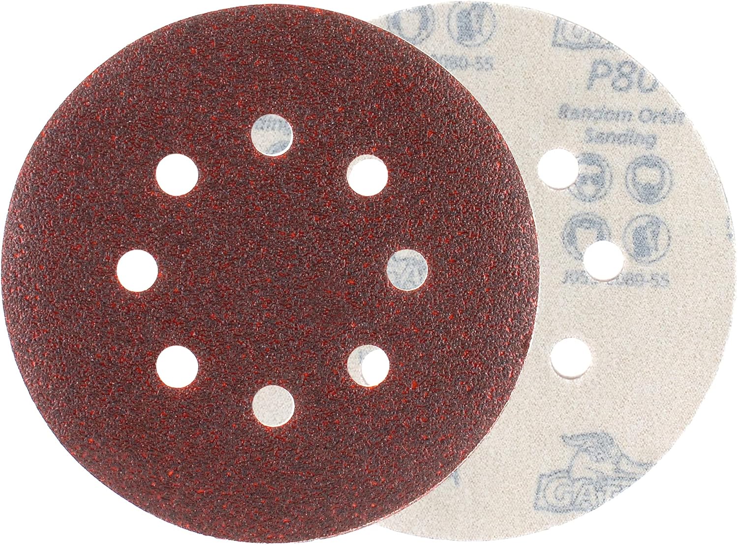 Flash Deals - 40% OFF Gator 4344 5 Random Orbit Hook & Loop Red Resin Aluminum Oxide Sanding Discs, 80 Grit