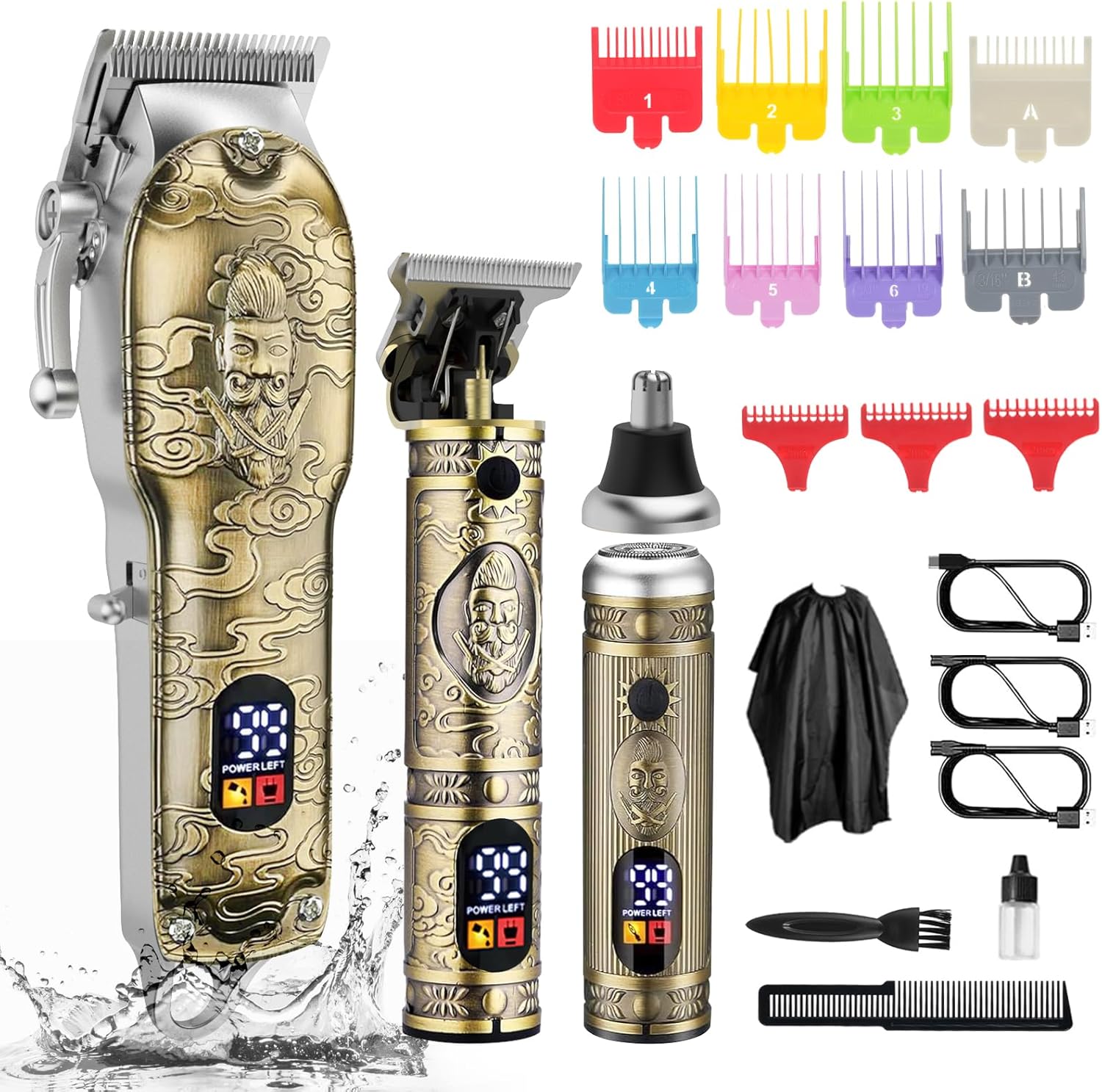 Bestauty tondeuse voor heren, professioneel, baardtrimmer, neushaartrimmer, elektrische tondeuse, professioneel, draadloos, met lcd-display, voor gezinnen en kappers