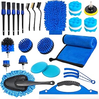 Twinkle Star 27Pcs Car Detailing Brush Set, Car Detailing Kit, Car Detailing Drill Brushes, Car Wash Brush Cleaning kit Interior Exterior
