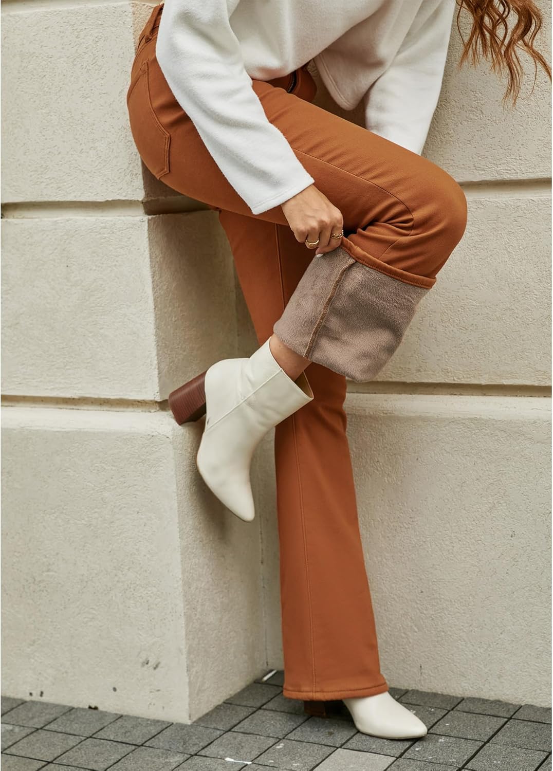 GRAPENT Bootcut Jeans for Women High Waist Stretchy Fleece Lined Pants Flare Jeans Denim Thermal Pants Winter Clothes - Image 2