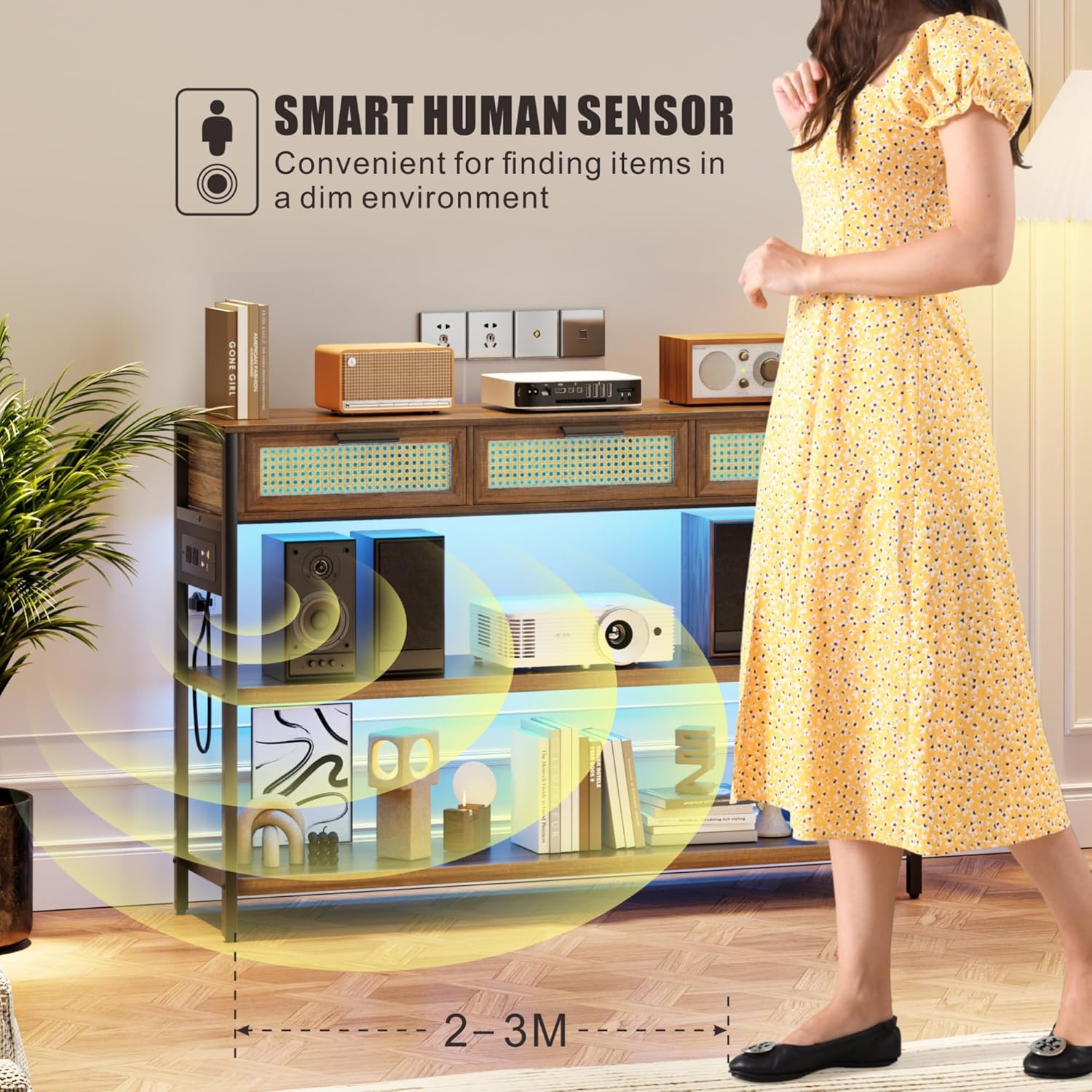 FREDEES Entryway Table with smart human sensor activating lights