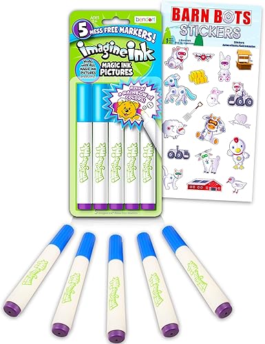 Imagine - Paquete de repuesto de marcadores de tinta - Juego de 5 piezas de repuesto para libros de colorear para niños con calcomanías