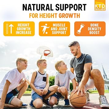 Kids Height Growth Support Capsules Daily Development Formula with Calcium, Vitamin D3 & Zinc Bone & Nutrition Support for Kids & Teens Amino Blend 60 Capsules