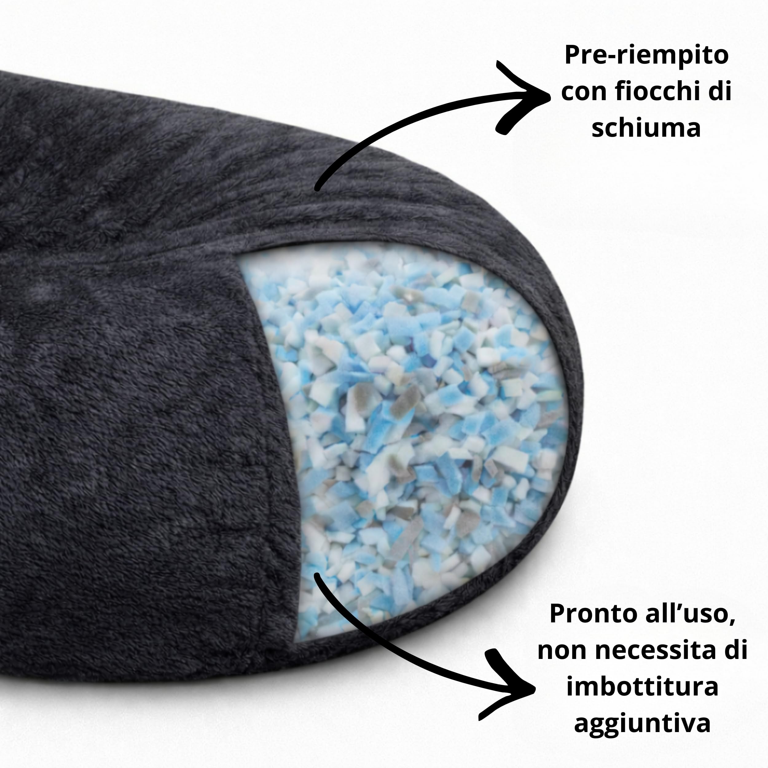 bananair Pouf Poltrona - 160 x 90 x 60 cm - Morbido e Comodo - Housse Rimovibile e Lavabile - Pouf Letto, Pouf Sacco, Poltrona Sacco, Bean Bag - Qualità Premium, Eco-Responsabile (Grigio Scuro)