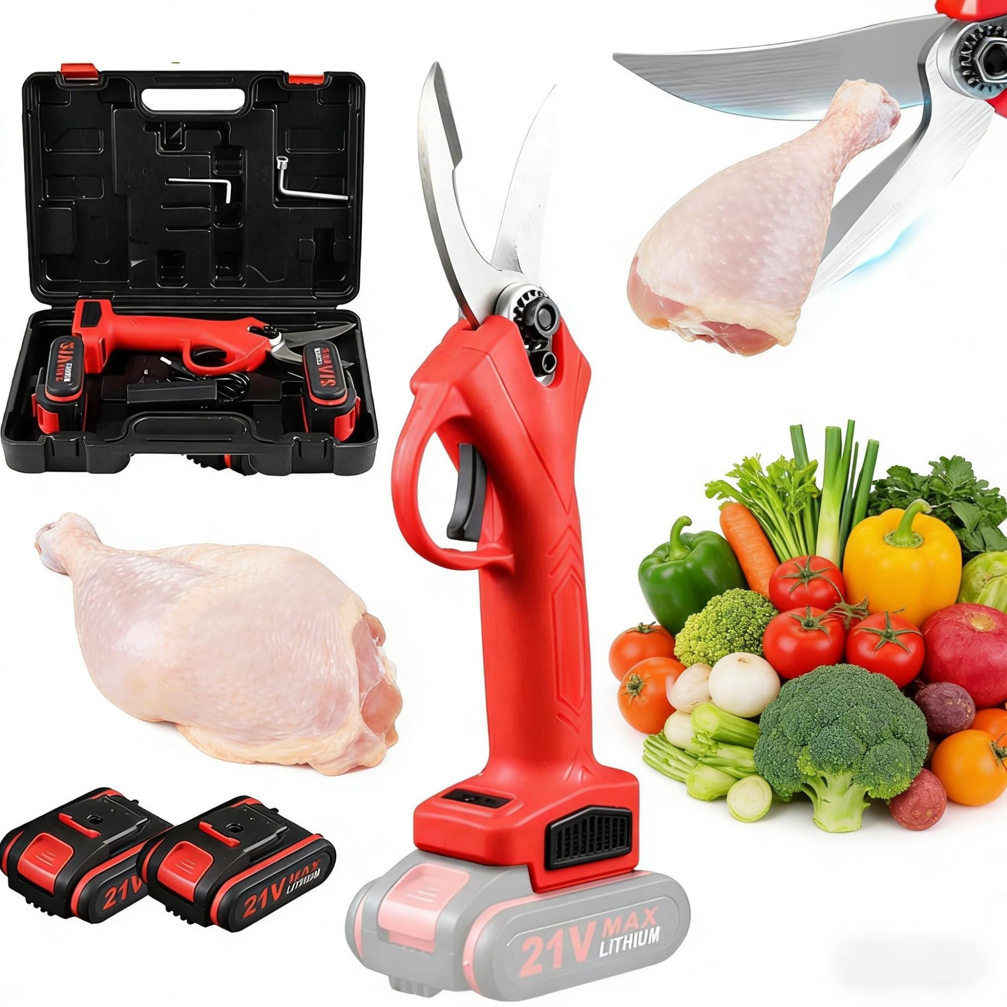Tijeras eléctricas multiusos para alimentos Tijeras recargables para huesos Incluye 2 pilas Para huesos pequeños Tijeras para aves Para preparar verduras