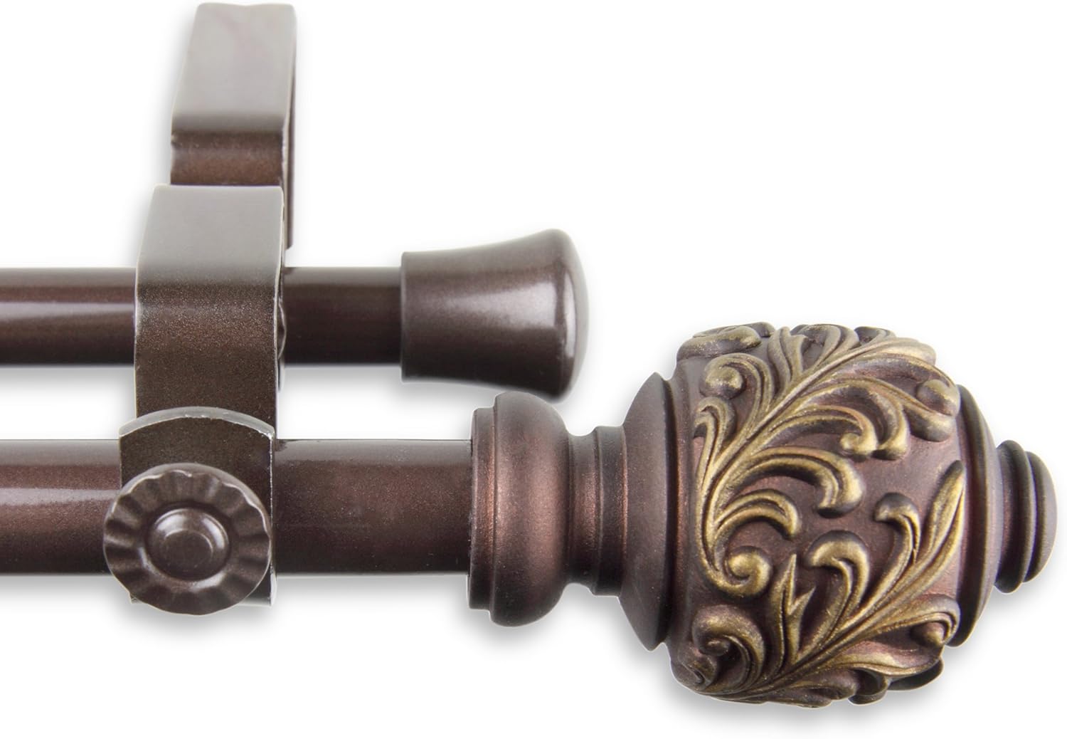 A&F Rod Decor - Deena Double Curtain Rod 28-48 inch - Cocoa