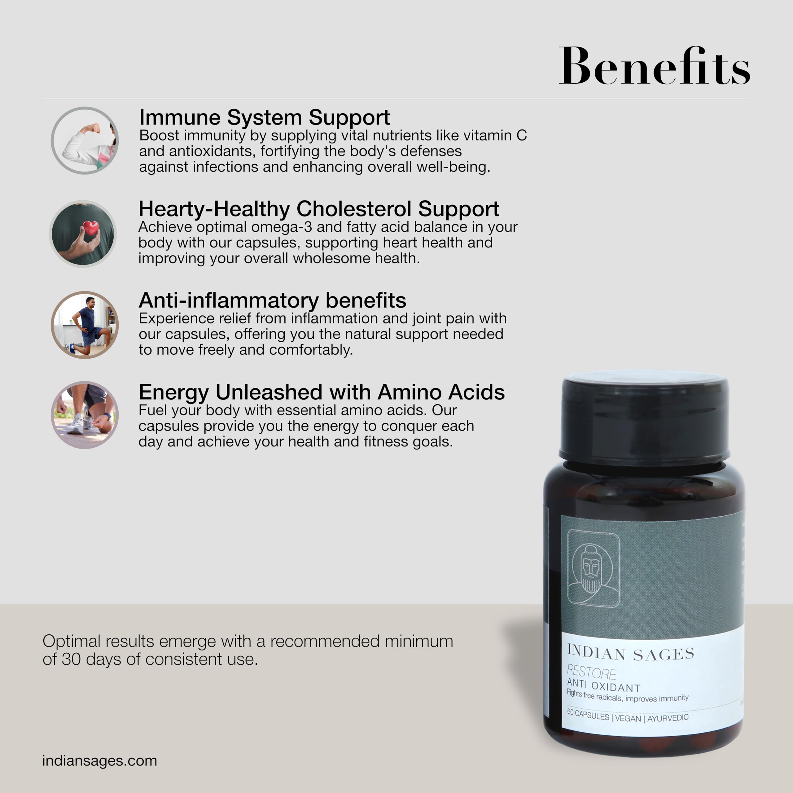 Indian Sages RESTORE Moringa Amla Capsule - Immunity Booster Capsules | Ayurvedic Antioxidant supplement | Organic and Vegan product | Made in India | Immune System Support | 60 Capsules — Amazon image 2