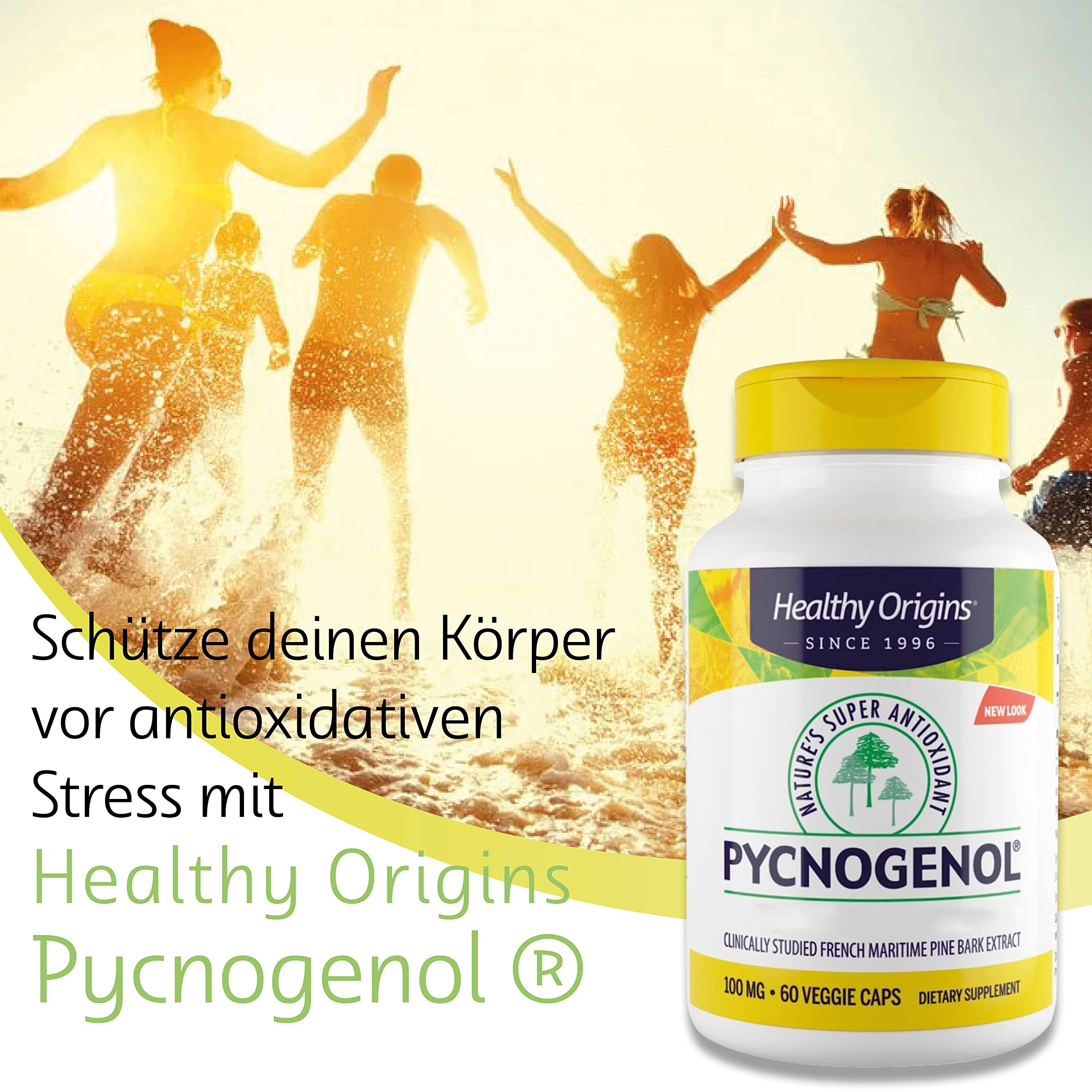 Healthy Origins, Pycnogenol, 60 vegane Kapseln, 100mg Pycnogenol je Dosis, Glutenfrei, GMO frei, Geschmacksneutral