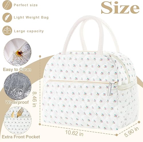 Miniatura 2 de Bonita lonchera para mujer, bolsa de almuerzo aislada, bolsa de almuerzo acolchada reutilizable, bolsa térmica estética para adultos, trabajo,