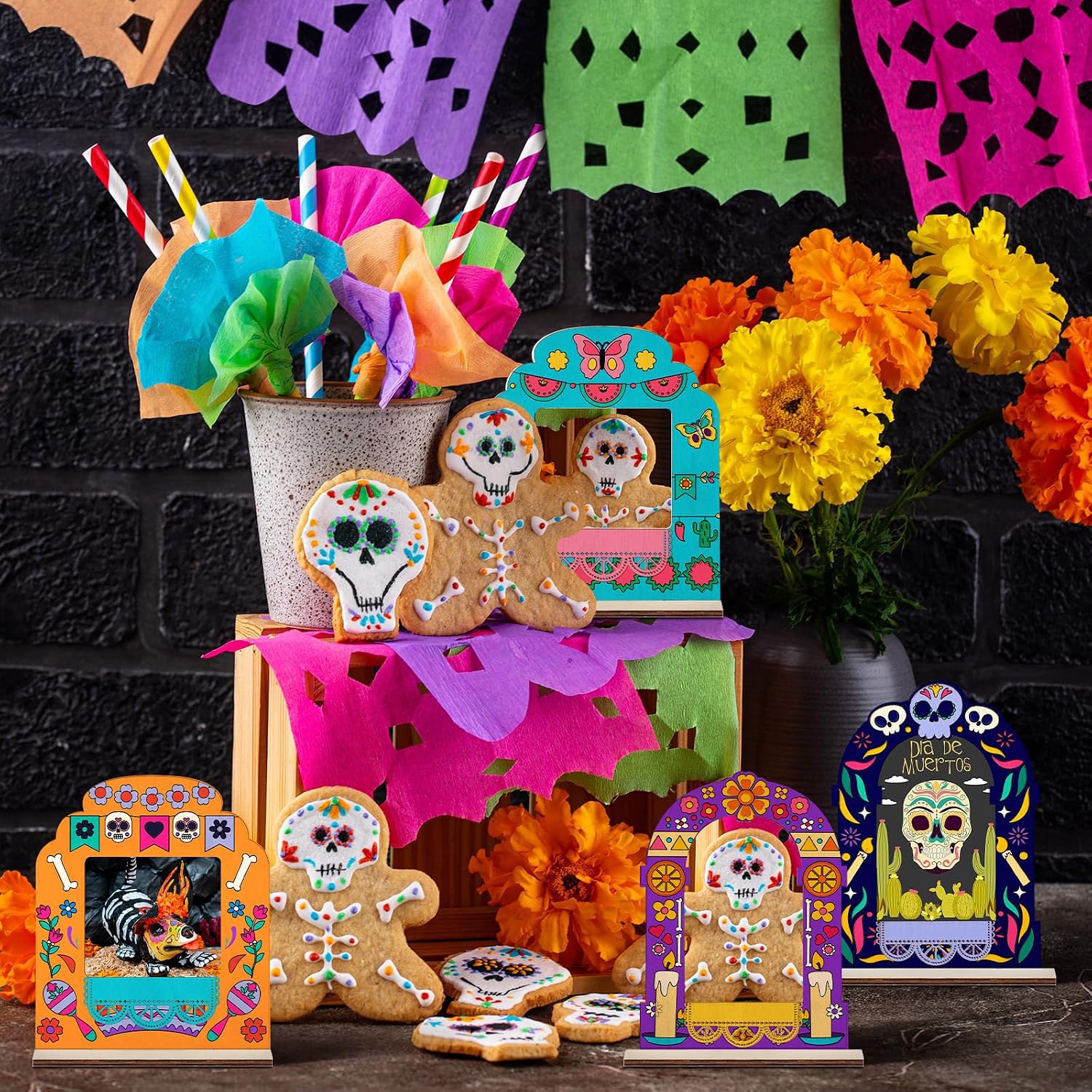 Beeveer 10 Pcs Dia De Los Muertos Picture Frame for Altar Painting Crafts